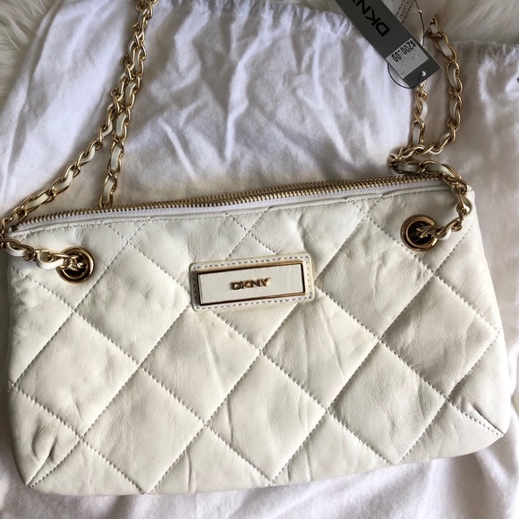 DKNY NWT White Quilted Leather Shoulder Bag - Picture 5 of 6